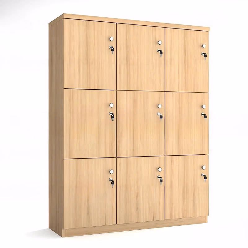 tủ locker 9 ngăn màu vàng vân gỗ