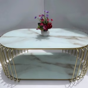 Bàn trà sofa oval khung sắt uống nghệ thuật
