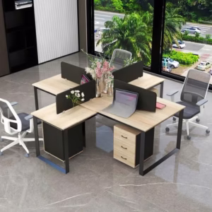 Cụm bàn làm việc 4 người thiết kế đơn giản sáng tạo