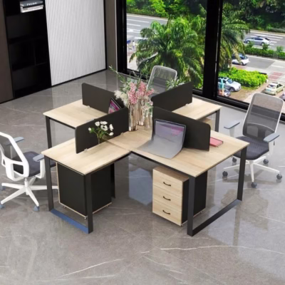 Cụm bàn làm việc 4 người thiết kế đơn giản sáng tạo