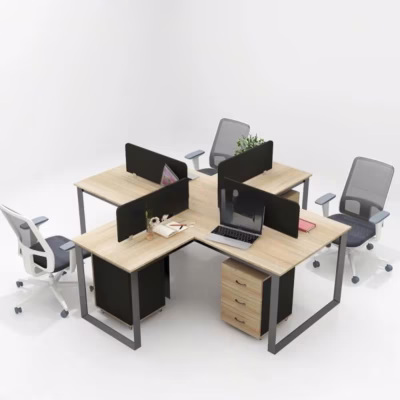 Cụm bàn làm việc 4 người thiết kế đơn giản sáng tạo