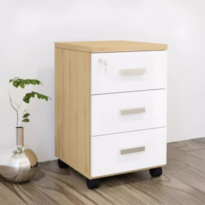 Tủ Phụ 3 Ngăn Màu Trắng Pha Vàng Gỗ