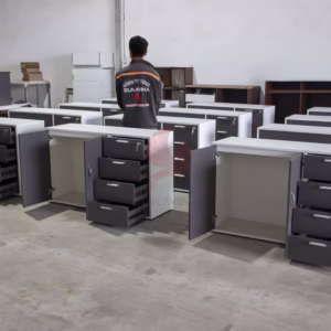 tủ phụ 4 ngăn màu nâu pha trắng