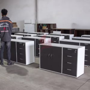 tủ phụ 4 ngăn màu nâu pha trắng