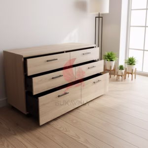 TỦ PHỤ 6 NGĂN KÉO GỖ CÔNG NGHIỆP VÂN SỒI - TP0024