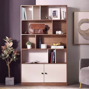 tủ hồ sơ gỗ kết hợp kệ gỗ sang trọng