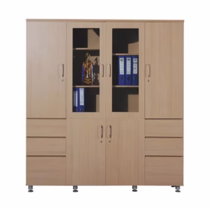 Tủ hồ sơ văn phòng 4 buồng – cánh kính giữa