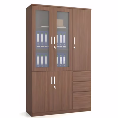 tủ hồ sơ văn phòng 2 cánh kính 1 cánh gỗ 