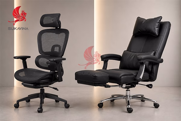 so sánh ghế nhân viên và ghế giám đốc văn phòng