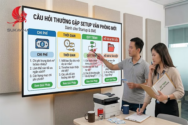 chi phí setup văn phòng mới 2025 bảng dự toán theo quy mô doanh nghiệp startup SME