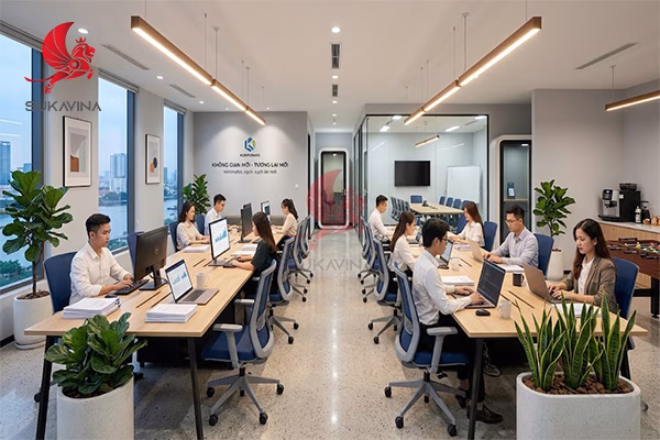 văn phòng mới đẹp chuyên nghiệp sau khi setup hoàn chỉnh nội thất hiện đại