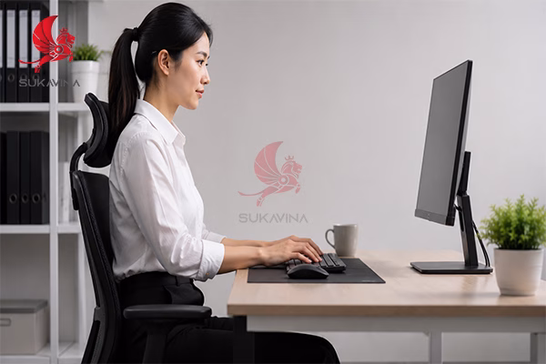 người làm việc với bàn phím và chuột đúng chuẩn ergonomic