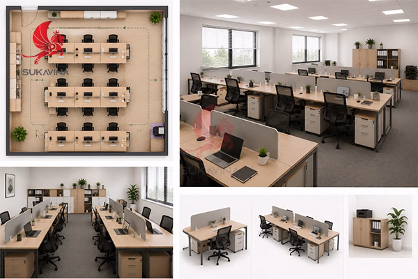Bố trí nội thất văn phòng nhỏ 30m2