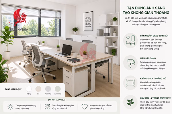 Tận dụng ánh sáng tạo không gian sáng cho văn phòng 