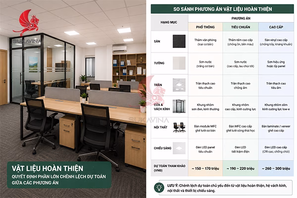 Chi phí setup văn phòng 50m2 trọn gói 