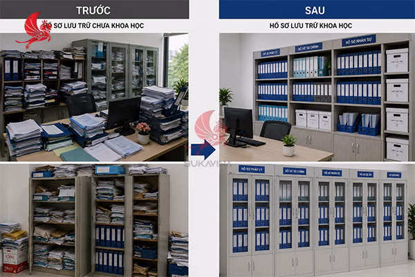 sắp xếp hồ sơ văn phòng trước và sau