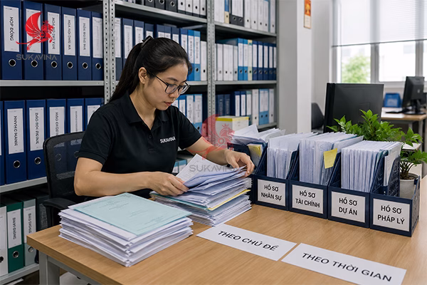 nhân viên sắp xếp hồ sơ văn phòng
