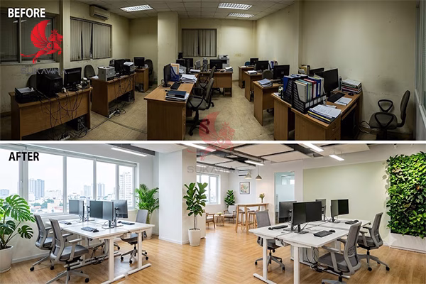 Before/After dự án cải tạo văn phòng