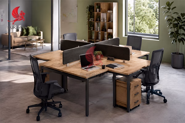 bàn cụm 4 người văn phòng startup