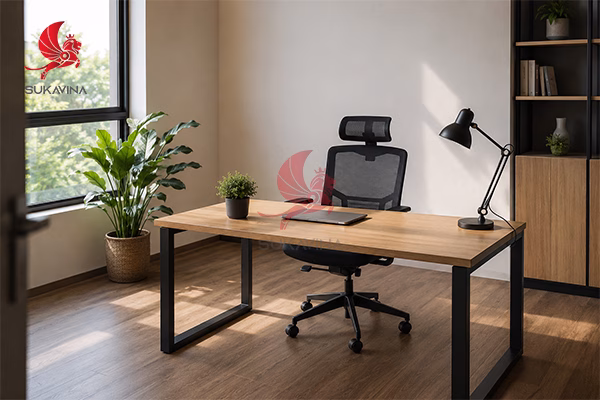 mẫu bàn ghế văn phòng cho công ty startup - bàn đơn tối giản
