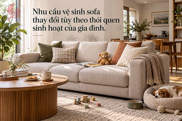 Sofa trong không gian sinh hoạt gia đình