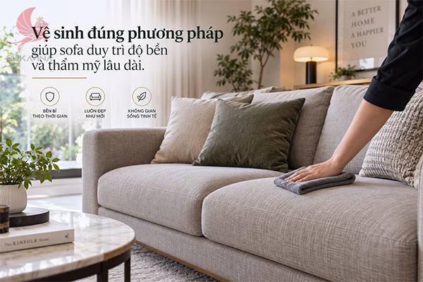 Sofa sạch sẽ sau khi vệ sinh đúng cách