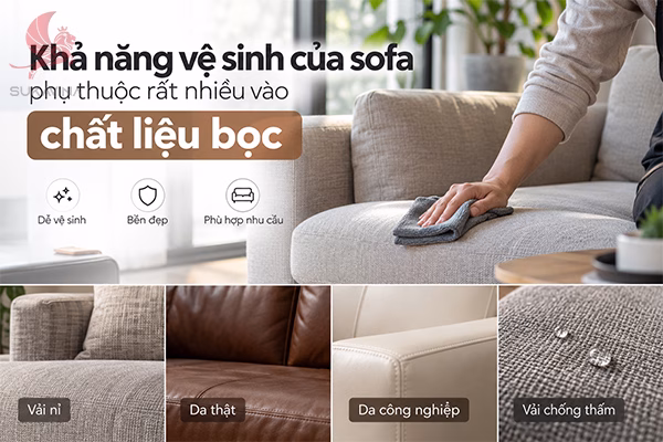 Các chất liệu sofa phổ biến trong phòng khách hiện đại